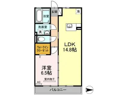 ウィルモア夷山B棟(1LDK/2階)の間取り写真