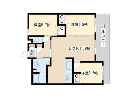 エステムコート新大阪2ハーブフォリア(3LDK/6階)の間取り写真