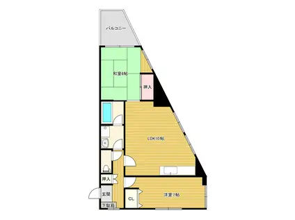 キャピタル新川崎(2LDK/3階)の間取り写真