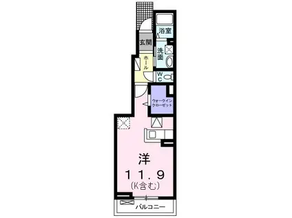 カーム ウィンド(ワンルーム/1階)の間取り写真