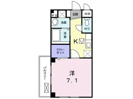 ラグラシア(1K/1階)の間取り写真