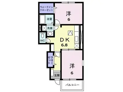 セジュールZIROZA B棟(1K/1階)の間取り写真