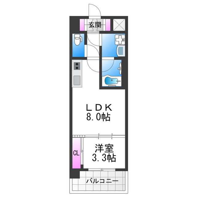 スプランディッドあびこ駅前DUE(1LDK/9階)の間取り写真