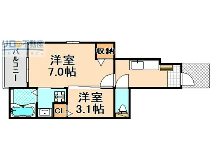 ノホ・エルア昆陽(1SK/1階)の間取り写真