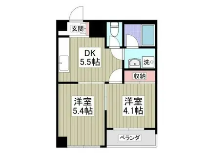 AJU稲城(2DK/2階)の間取り写真