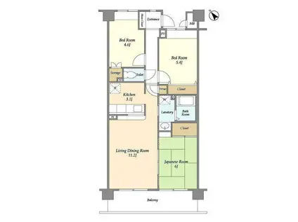 クリサンテーム妙典II(3LDK/3階)の間取り写真
