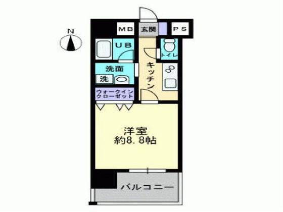 ハアラン高柳(1K/2階)の間取り写真