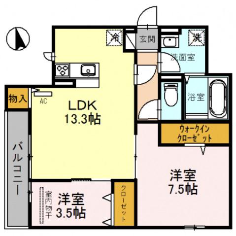 グランコート(2LDK/3階)の間取り写真