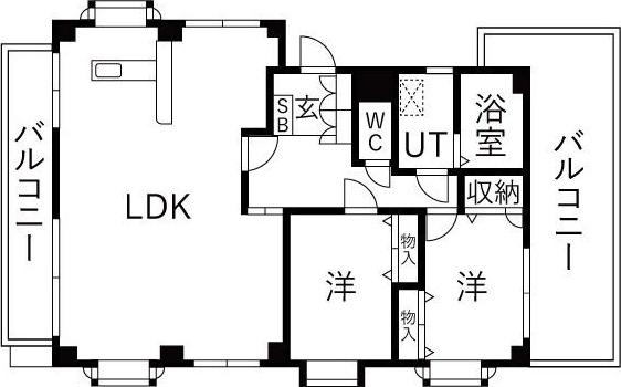 ゴーディ甲子園1番館(2LDK/3階)の間取り写真