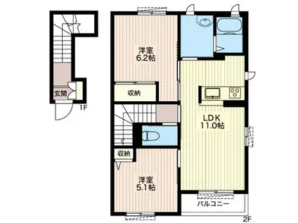 シャーメゾン八幡(2LDK/2階)の間取り写真