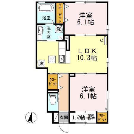 サングリーン(2LDK/1階)の間取り写真