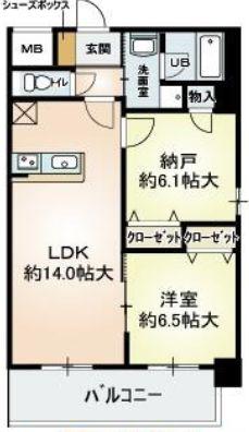 デセンテ北梅田(2LDK/3階)の間取り写真
