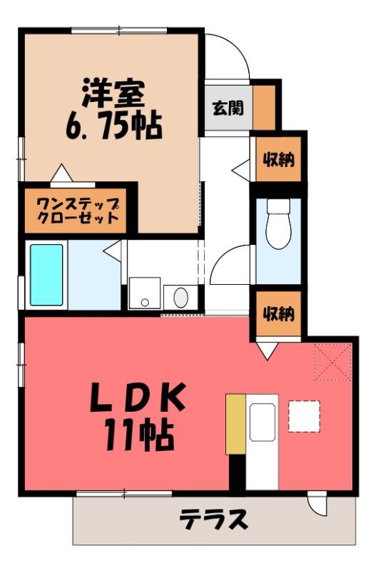 クレディB(1LDK/1階)の間取り写真