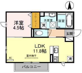 プチアングル(1LDK/1階)の間取り写真