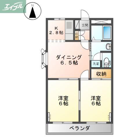 サンライズ1番館(2DK/3階)の間取り写真
