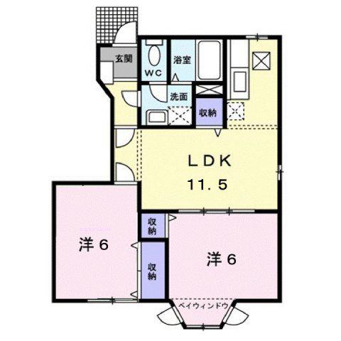 ラヴィリントスB(2LDK/1階)の間取り写真