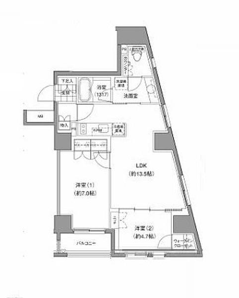 JP NOIE 小石川富坂(2LDK/14階)の間取り写真