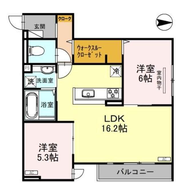 アン シャンテ(2LDK/1階)の間取り写真