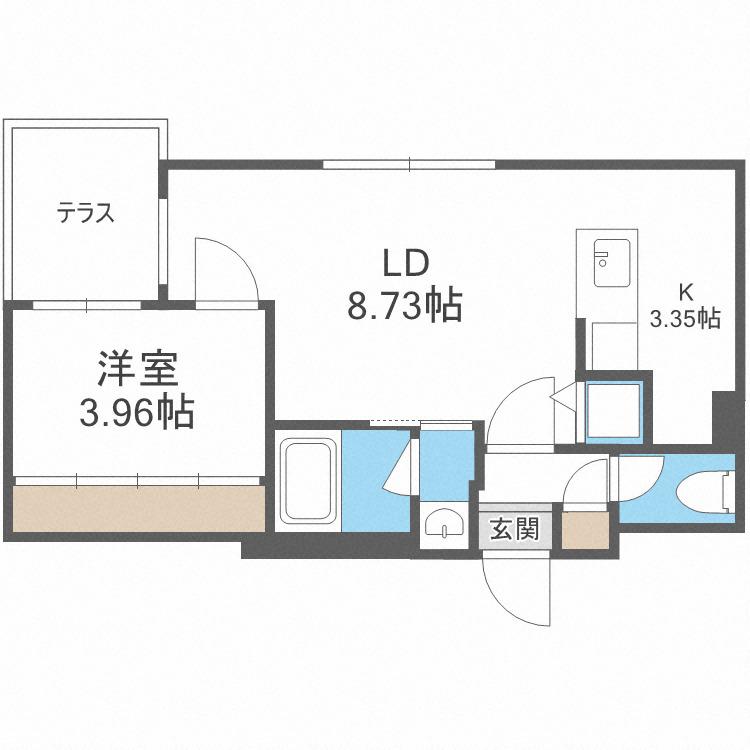 ARISTO北7条(1LDK/1階)の間取り写真