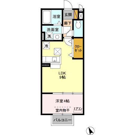 モナリエカワムラ(1LDK/1階)の間取り写真