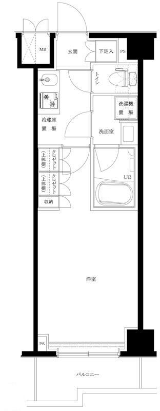 ルーブル川崎中丸子参番館(1K/5階)の間取り写真