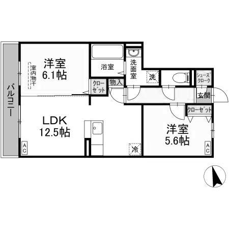 コーポスカイG(2LDK/3階)の間取り写真