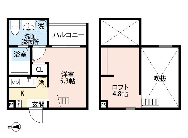 ヒルズ古出来(1K/2階)の間取り写真