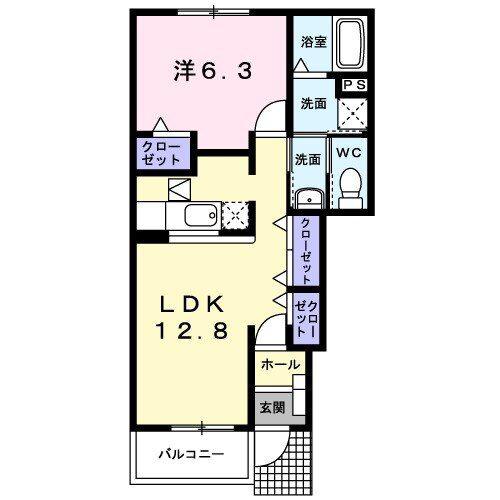 ユートピア ナミ(1LDK/1階)の間取り写真