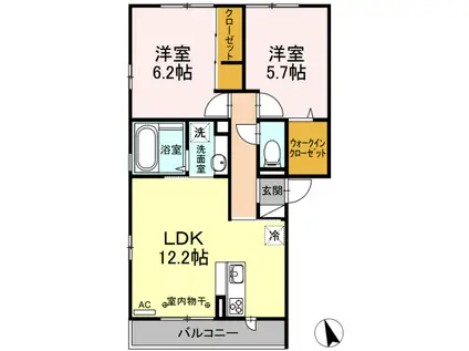 BLOOMING SQUARE II(2LDK/3階)の間取り写真