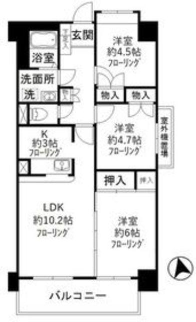 ニズニータワーハウス(3LDK/4階)の間取り写真