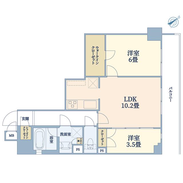 CREATIF三軒茶屋(2LDK/2階)の間取り写真