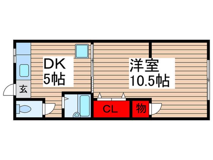 宮下荘(1DK/2階)の間取り写真