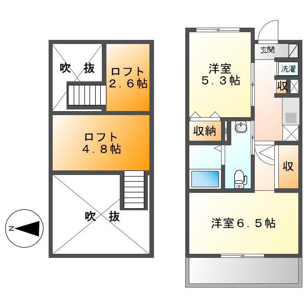エステムコート名古屋駅前コア(2K/2階)の間取り写真