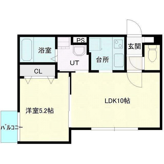 サンライン山鼻(1LDK/1階)の間取り写真