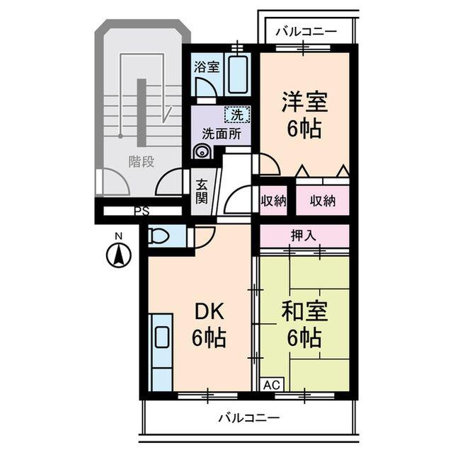 クレール18(2DK/1階)の間取り写真