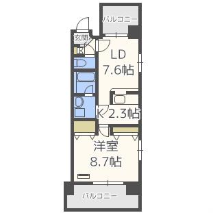 コートハウス槇(1LDK/8階)の間取り写真