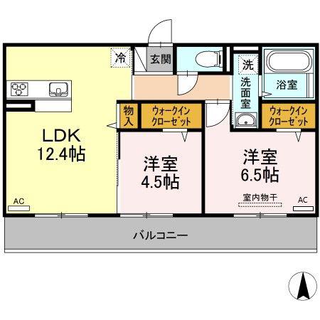 ディア・ベルジュI(2LDK/3階)の間取り写真