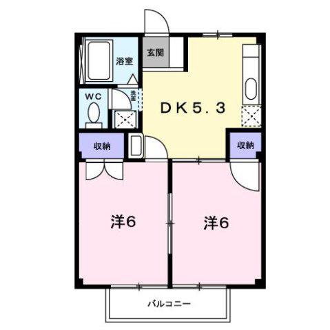 パークハイツ(2K/1階)の間取り写真