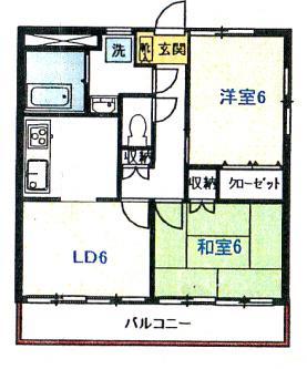 コーポ南町(2LDK/2階)の間取り写真