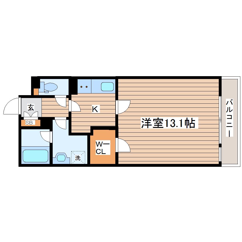 パティオ市名坂(1K/1階)の間取り写真