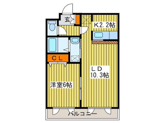エルミタージュ(1LDK/4階)の間取り写真