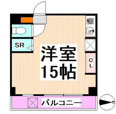 ドムス金城(1K/2階)の間取り写真