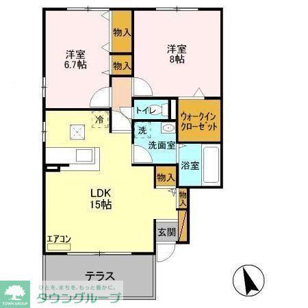 イーストヒルズ雅III(2LDK/1階)の間取り写真