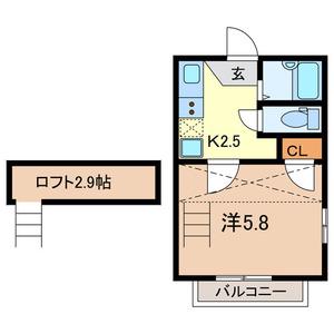 ラ・メールII(1K/1階)の間取り写真