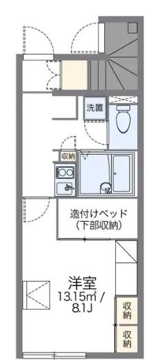 レオパレスたちばな II(1K/1階)の間取り写真