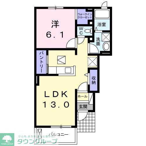ルシェリアB(1LDK/1階)の間取り写真