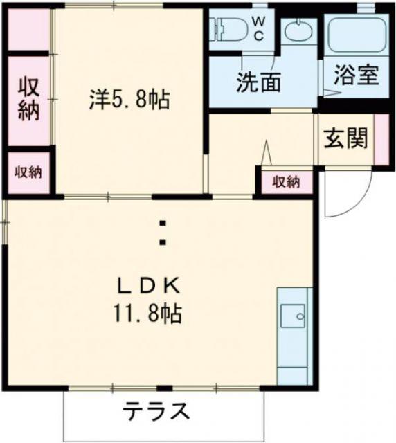 ラ・クレールA棟(1LDK/1階)の間取り写真
