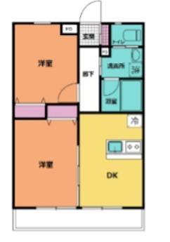 アステリア(2DK/3階)の間取り写真