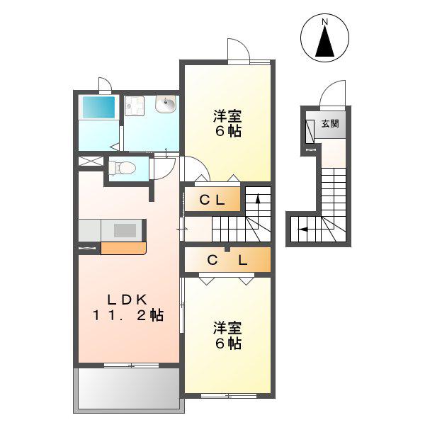 ソレイユⅥ(2LDK/2階)の間取り写真