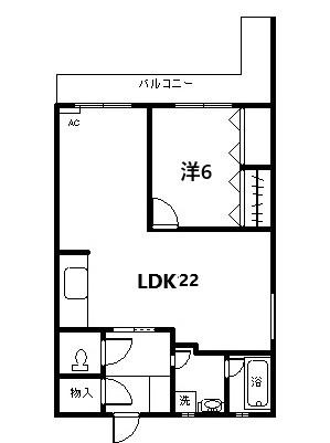 THE 5THCREST 白石(1LDK/3階)の間取り写真